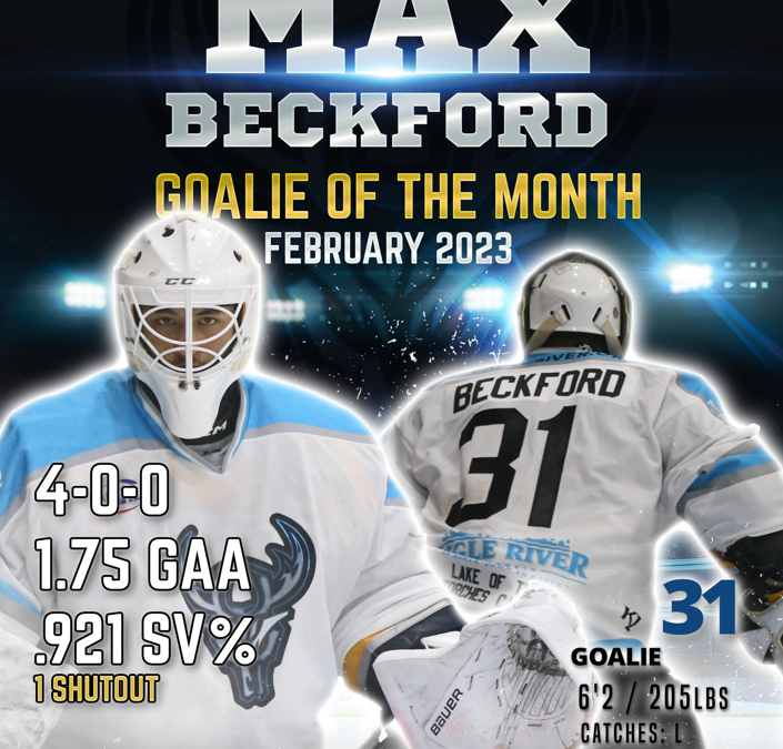 Windigo Sweep Springfield – Max Beckford Named True Hockey NAHL Goalie of the Month for February